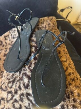 Prada Black Minimalist Thong Sandals
